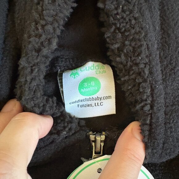 Fleece baby bunting suit black white 3-6 months NEW - Picture 6 of 8